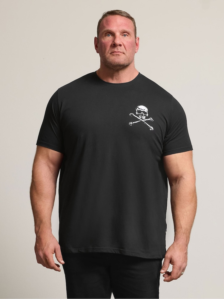 BadRhino Big & Tall Black Skull X-Bone T-Shirt - Image 1 of 6 BadRhino Big & Tall Black Skull X-Bone T-Shirt - Image 1 of 6