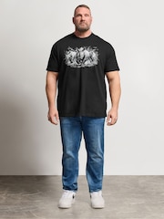 BadRhino Big & Tall Black Lightning Print Relaxed T-Shirt - Image 2 of 6