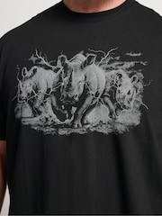 BadRhino Big & Tall Black Lightning Print Relaxed T-Shirt - Image 4 of 6
