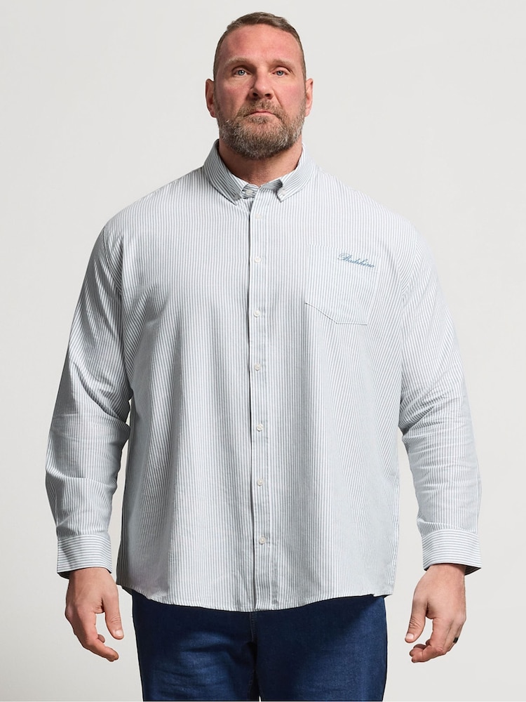 BadRhino Big & Tall Blue Stripe Oxford Long Sleeve Shirt - Image 1 of 5