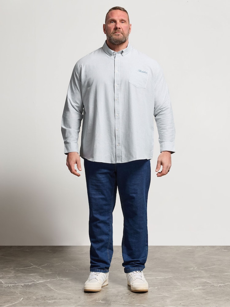 BadRhino Big & Tall Blue Stripe Oxford Long Sleeve Shirt - Image 2 of 5