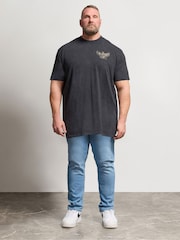 BadRhino Big & Tall Grey Long Acid Wash Snake Skull T-Shirt - Image 2 of 7