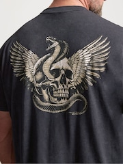 BadRhino Big & Tall Grey Long Acid Wash Snake Skull T-Shirt - Image 4 of 7