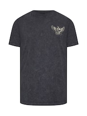 BadRhino Big & Tall Grey Long Acid Wash Snake Skull T-Shirt - Image 6 of 7