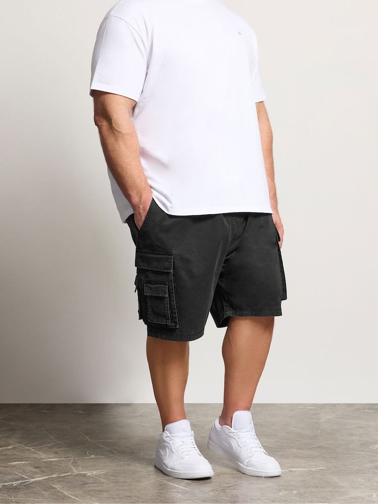 BadRhino Big & Tall Black Washed Cargo Shorts - Image 1 of 6