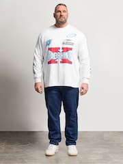 BadRhino Big & Tall White Long Sleeve Racing T-Shirt - Image 2 of 6