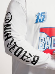 BadRhino Big & Tall White Long Sleeve Racing T-Shirt - Image 4 of 6