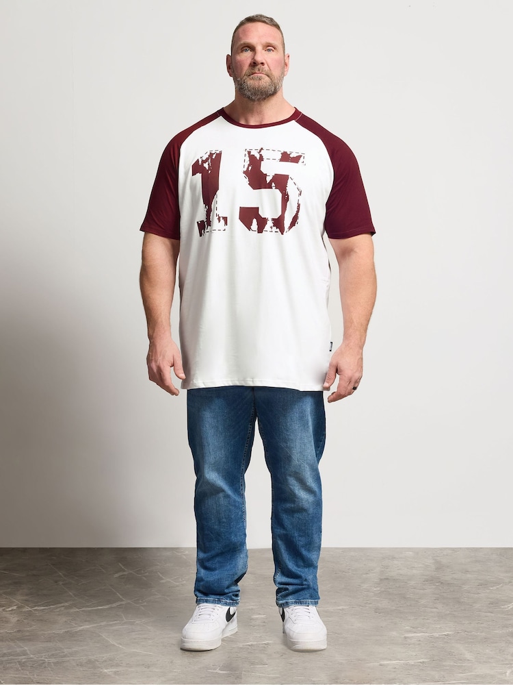 BadRhino Big & Tall Red Long 15 Raglan Football T-Shirt - Image 2 of 4