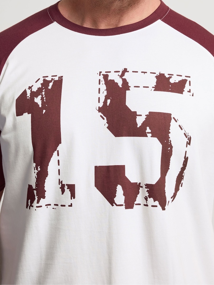 BadRhino Big & Tall Red Long 15 Raglan Football T-Shirt - Image 4 of 4