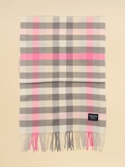 Joules Langtree Pink & Grey Gingham Scarf - Image 5 of 6