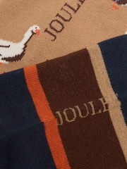 Joules Men's Kingsbury Tan Birds Socks 2 Pack (size 7-12) - Image 2 of 3
