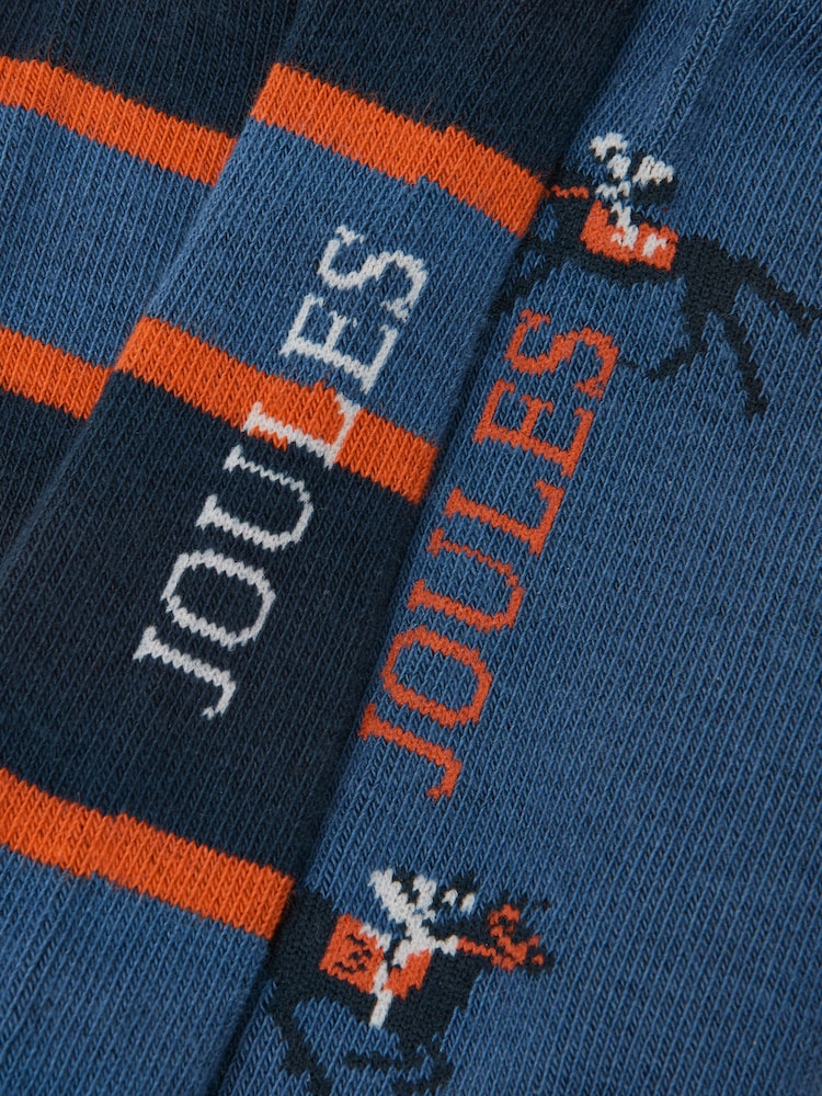 Joules Men's Kingsbury Blue Jockey Socks 2 Pack (size 7-12) - Image 3 of 3 Joules Men's Kingsbury Blue Jockey Socks 2 Pack (size 7-12) - Image 3 of 3