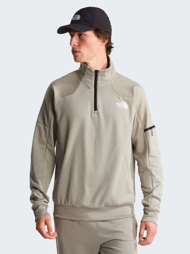 The North Face Grey Mountwain Athletics 1/4 Zip Fleece Sweat Top - Image 1 of 5 The North Face Grey Mountwain Athletics 1/4 Zip Fleece Sweat Top - Image 1 of 5