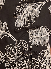 Love & Roses Black Tailored Short Sleeve Tie Front Top With Cornelli Embroidery - Image 5 of 5