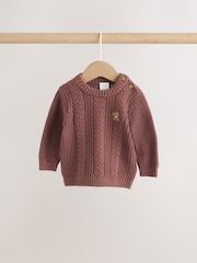 Chocolate Brown Baby Cable Knit Jumper and Leggings Set (0mths-2yrs) - Image 2 of 15