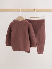 Chocolate Brown Baby Cable Knit Jumper and Leggings Set (0mths-2yrs) - Image 4 of 15