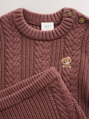 Chocolate Brown Baby Cable Knit Jumper and Leggings Set (0mths-2yrs) - Image 8 of 15
