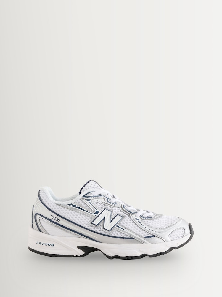 New Balance White/Silver 740 Bungee Lace Trainers - Image 1 of 1 New Balance White/Silver 740 Bungee Lace Trainers - Image 1 of 1