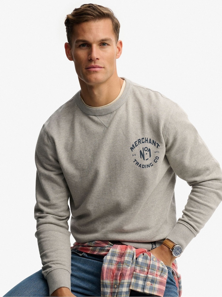Superdry Grey The Merchant Store Graphic Sweat top - Image 1 of 5
