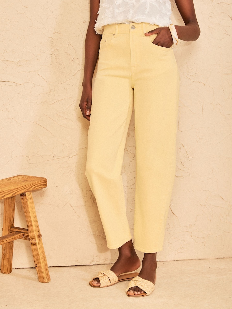 Love & Roses Buttermilk Yellow Barrel Leg Jeans - Image 1 of 4