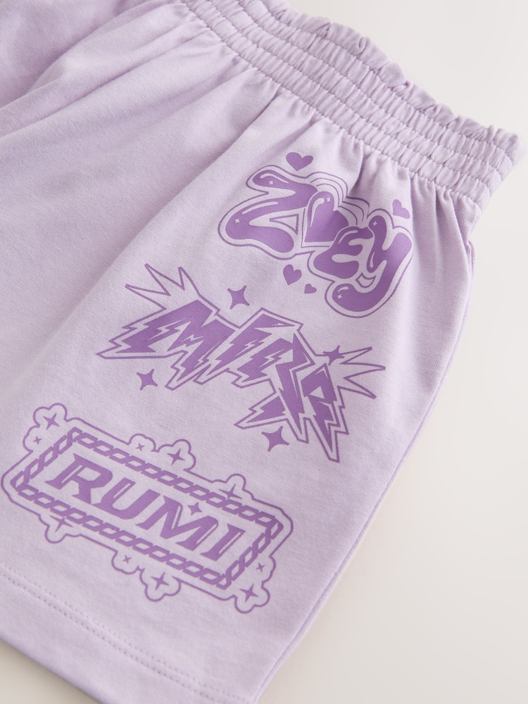 Lilac Purple Huntrix K-Pop Demon Hunters Short Pyjamas (6-16yrs) - Image 10 of 10 Lilac Purple Huntrix K-Pop Demon Hunters Short Pyjamas (6-16yrs) - Image 10 of 10