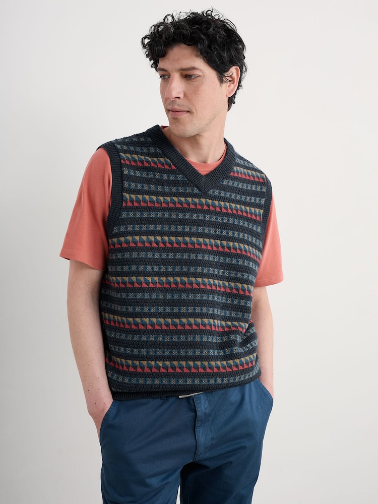 Seasalt Cornwall Blue Men's Walt Vest - Image 2 of 5