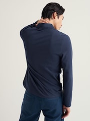 Seasalt Cornwall Blue Mens Balefire Long Sleeve Polo Shirt - Image 3 of 5