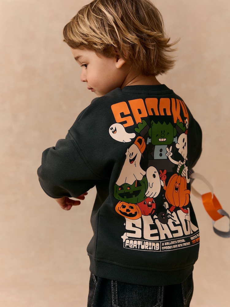 رمادي رمادي داكن - Back Printed Crew Sweat Top (3mths-7yrs) - صورة 1 من 7