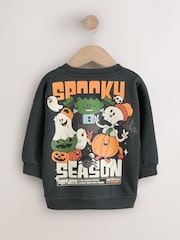 رمادي رمادي داكن - Back Printed Crew Sweat Top (3mths-7yrs) - صورة 5 من 7