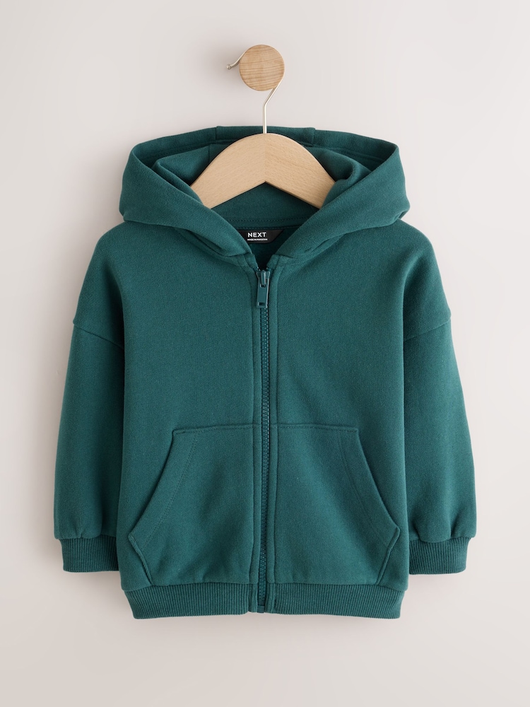 Dark Green Soft Touch Zip Through Hoodie (3mths-7yrs) - Image 1 of 4