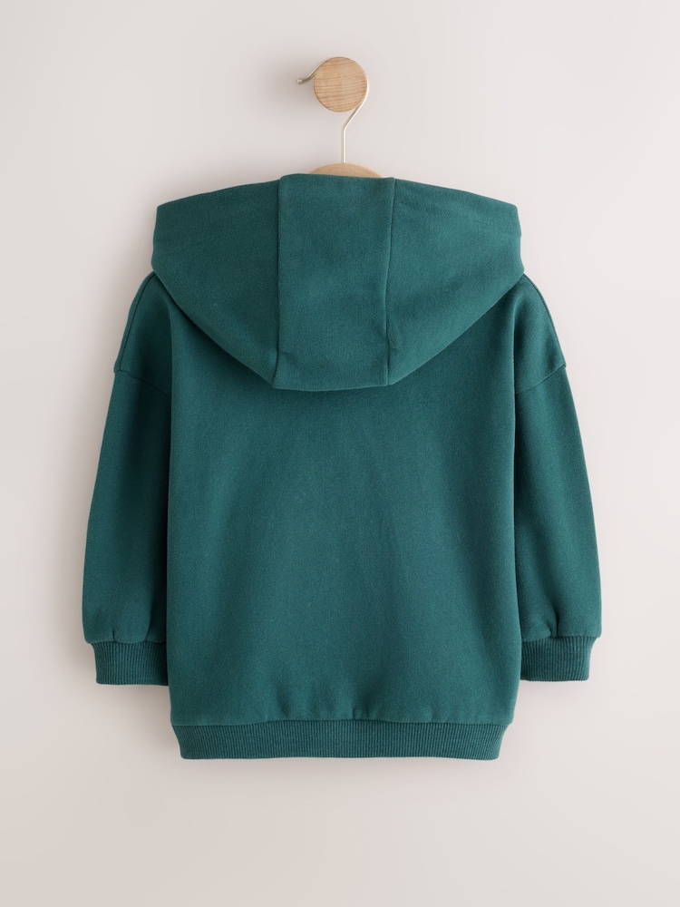 Dark Green Soft Touch Zip Through Hoodie (3mths-7yrs) - Image 2 of 4