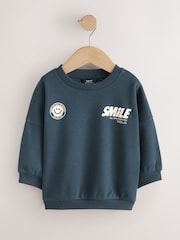 أزرق - Back Printed Crew Sweat Top (3mths-7yrs) - صورة 1 من 4