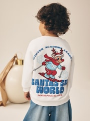 غزال الرنة أبيض بيج فاتح - Christmas Crew Neck Sweat Top (3mths-7yrs) - صورة 1 من 7