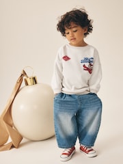 غزال الرنة أبيض بيج فاتح - Christmas Crew Neck Sweat Top (3mths-7yrs) - صورة 3 من 7