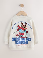 غزال الرنة أبيض بيج فاتح - Christmas Crew Neck Sweat Top (3mths-7yrs) - صورة 5 من 7