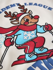 غزال الرنة أبيض بيج فاتح - Christmas Crew Neck Sweat Top (3mths-7yrs) - صورة 6 من 7