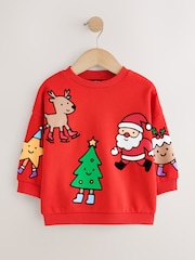 Red Christmas Crew Neck Sweat Top (3mths-7yrs) - Image 1 of 4