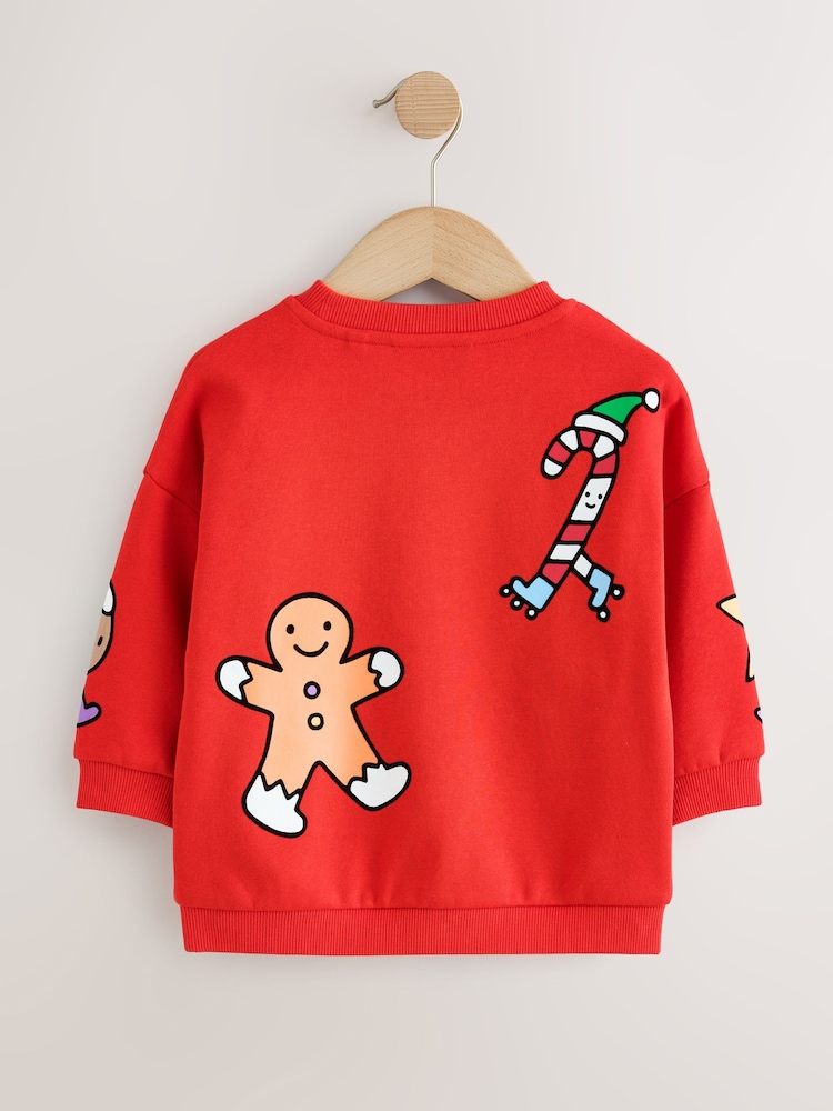 Red Christmas Crew Neck Sweat Top (3mths-7yrs) - Image 2 of 4