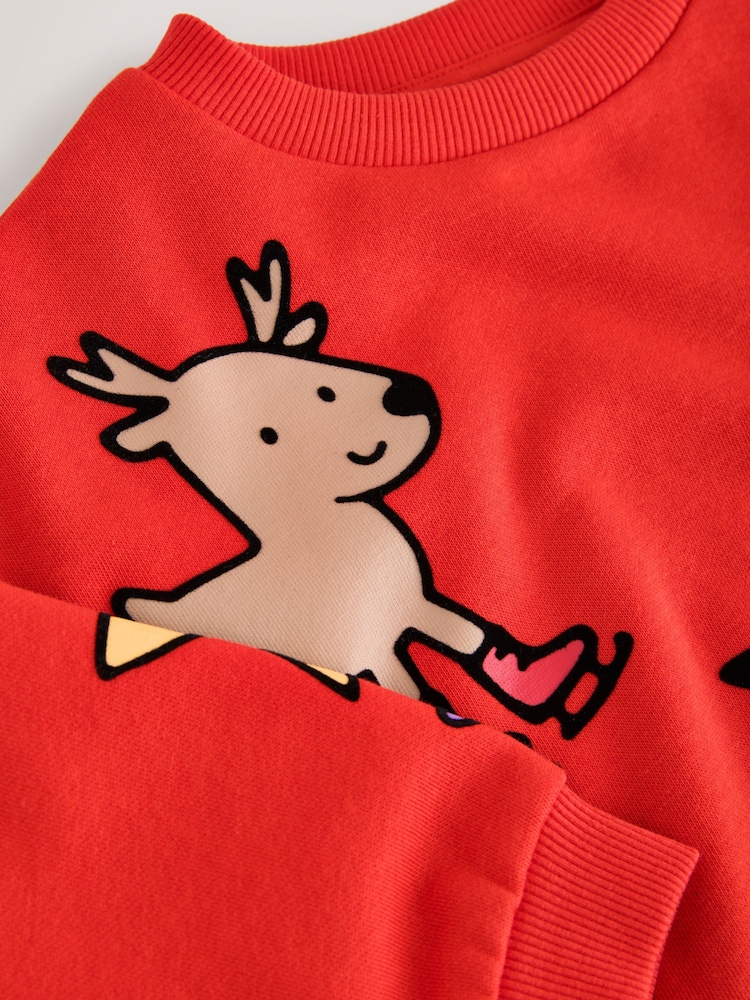 Red Christmas Crew Neck Sweat Top (3mths-7yrs) - Image 4 of 4