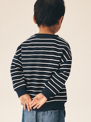 Navy Stripe Santa Christmas Crew Neck Sweat Top (3mths-7yrs) - Image 3 of 4
