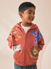 Tan Brown Printed Zip Thru Hoodie (3mths-7yrs) - Image 1 of 8