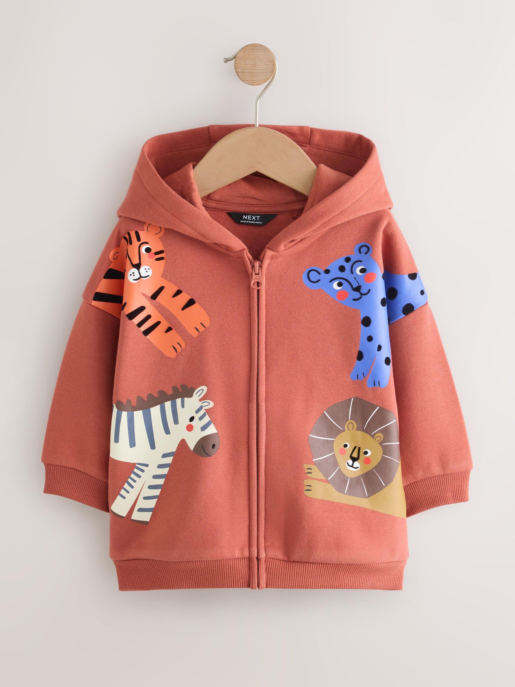 Buy Tan Brown Printed Zip Thru Hoodie (3mths-7yrs) from the Next