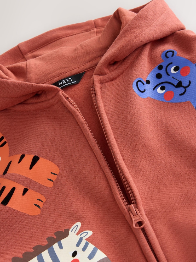 Tan Brown Printed Zip Thru Hoodie (3mths-7yrs) - Image 8 of 8