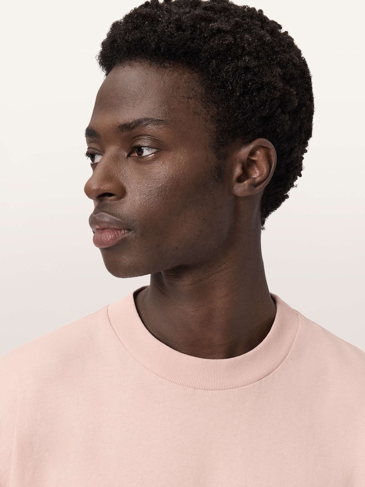 AllSaints Sunbaked Pink Underground Oversized Cotton Crew Neck T-Shirt - Image 2 of 7 AllSaints Sunbaked Pink Underground Oversized Cotton Crew Neck T-Shirt - Image 2 of 7