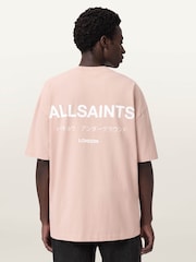 AllSaints Sunbaked Pink Underground Oversized Cotton Crew Neck T-Shirt - Image 3 of 7