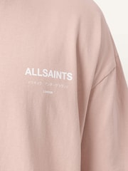 AllSaints Sunbaked Pink Underground Oversized Cotton Crew Neck T-Shirt - Image 4 of 7