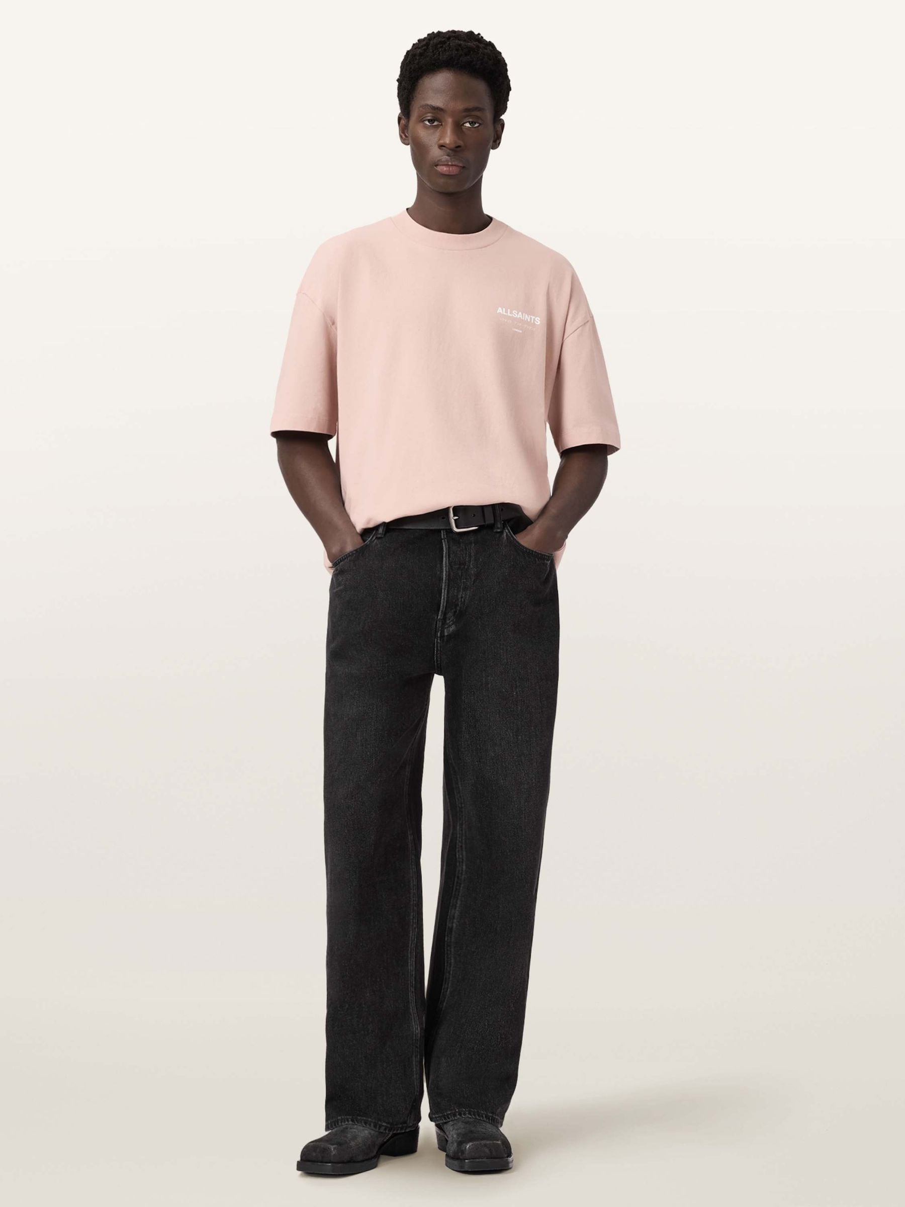 Buy AllSaints Sunbaked Pink Underground Oversized Cotton Crew Neck