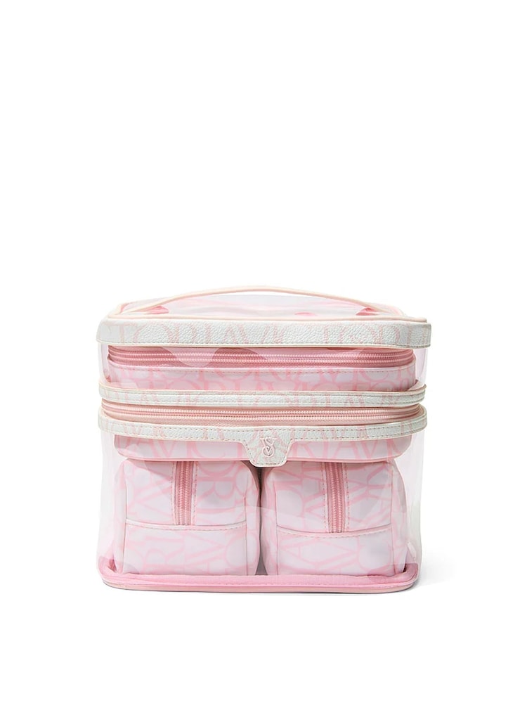 Victoria's Secret Pink Victoria Script 4 Piece Makeup Bag - Image 1 of 2 Victoria's Secret Pink Victoria Script 4 Piece Makeup Bag - Image 1 of 2