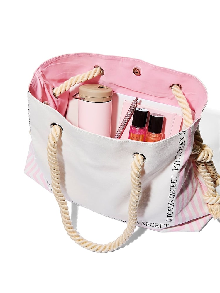 Victoria's Secret Pink Iconic Stripe Rope Handle Tote Bag - Image 4 of 4