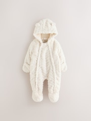 White Clipped Faux Fur Double Zip - Baby All-In-One (0mths-2yrs) - Immagine 2 di 7